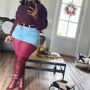 2x-3x Women's Burgundy Sheer Tights